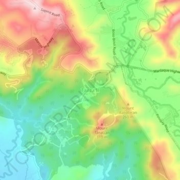 Mappa topografica Tanza Ⅱ, altitudine, rilievo