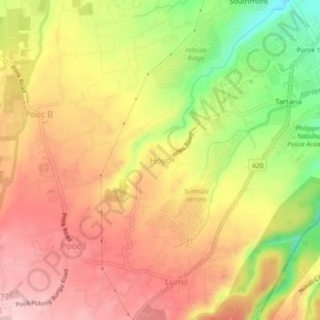 Mappa topografica Hoyo, altitudine, rilievo