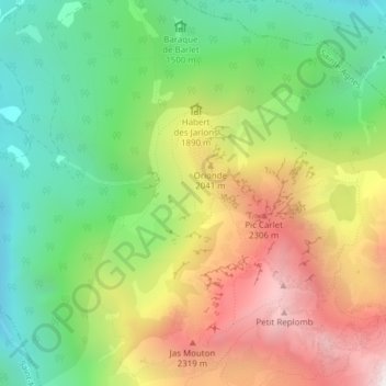 Mappa topografica Les Fournaux, altitudine, rilievo
