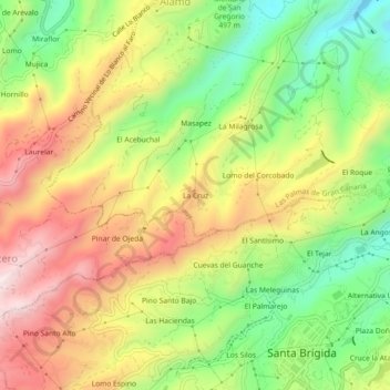 Mappa topografica La Cruz, altitudine, rilievo