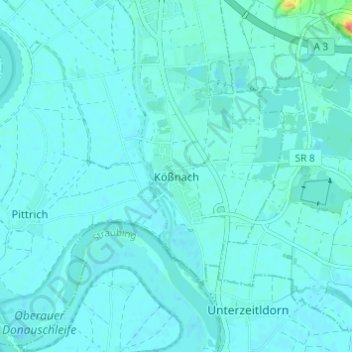 Mappa topografica Kößnach, altitudine, rilievo