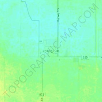 Mappa topografica Rolling Hills, altitudine, rilievo