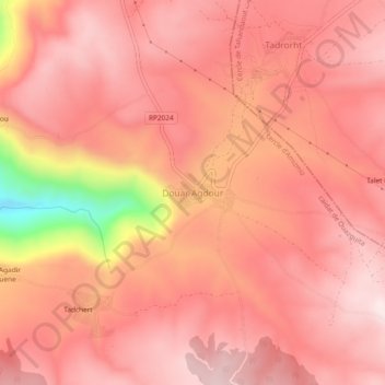Mappa topografica Douar Agdour, altitudine, rilievo