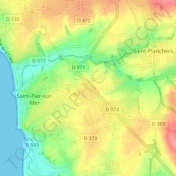 Mappa topografica Le Croissant, altitudine, rilievo