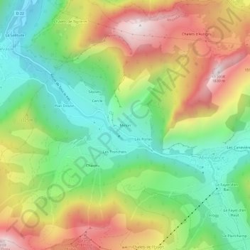 Mappa topografica Melon, altitudine, rilievo