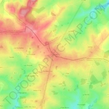 Mappa topografica Le Brolet, altitudine, rilievo