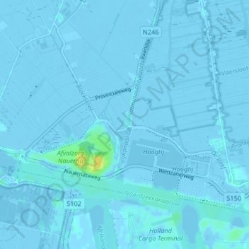 Mappa topografica Nauerna, altitudine, rilievo