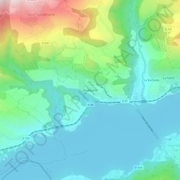 Mappa topografica Roubeyère, altitudine, rilievo
