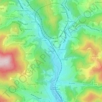 Mappa topografica Le Gravier, altitudine, rilievo