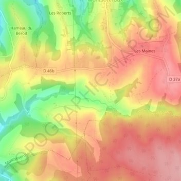 Mappa topografica Les Voges, altitudine, rilievo