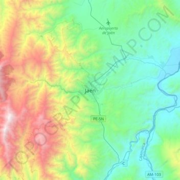 Mappa topografica Jaén, altitudine, rilievo