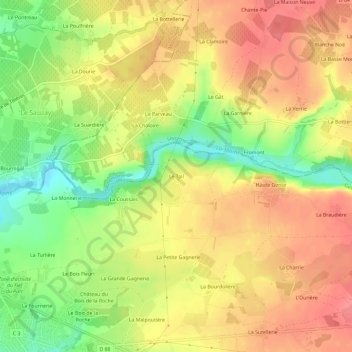 Mappa topografica Le Tail, altitudine, rilievo