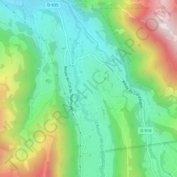 Mappa topografica Peyrehitte, altitudine, rilievo