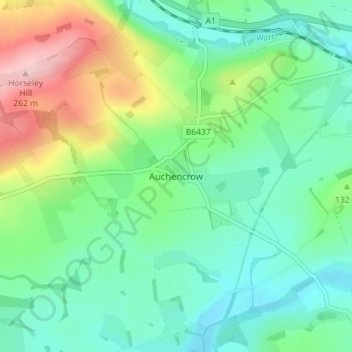 Mappa topografica Auchencrow, altitudine, rilievo