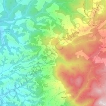 Mappa topografica Iano, altitudine, rilievo