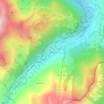 Mappa topografica Les Crots, altitudine, rilievo