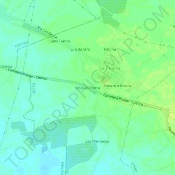 Mappa topografica Velasco Ibarra, altitudine, rilievo