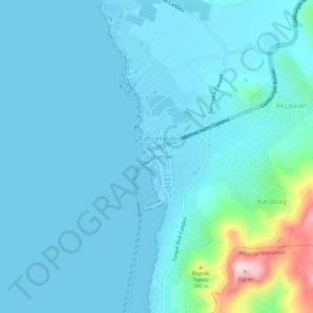 Mappa topografica Turgutreis, altitudine, rilievo