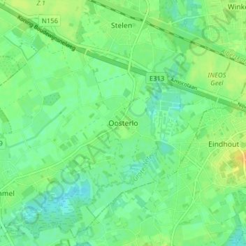 Mappa topografica Oosterlo, altitudine, rilievo