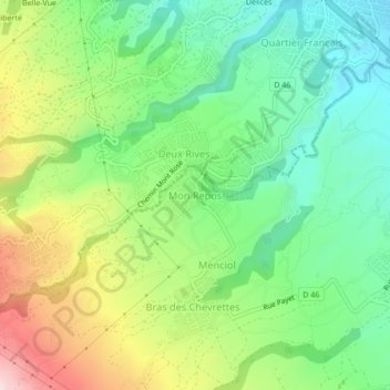 Mappa topografica Mon Repos, altitudine, rilievo