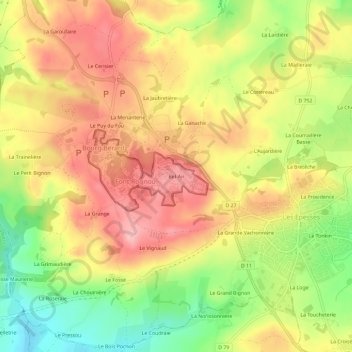 Mappa topografica Bel-Air, altitudine, rilievo