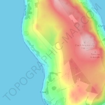 Mappa topografica Knockderry, altitudine, rilievo