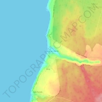 Mappa topografica Paredes de Vitória, altitudine, rilievo
