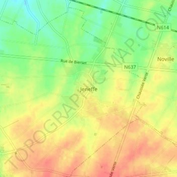 Mappa topografica Jeneffe, altitudine, rilievo