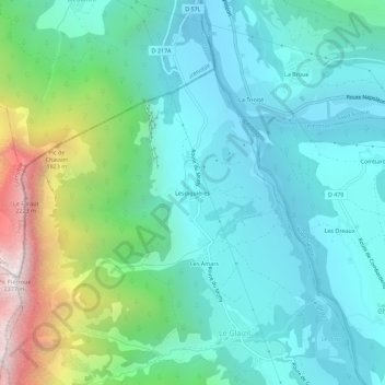 Mappa topografica Lesdiguières, altitudine, rilievo