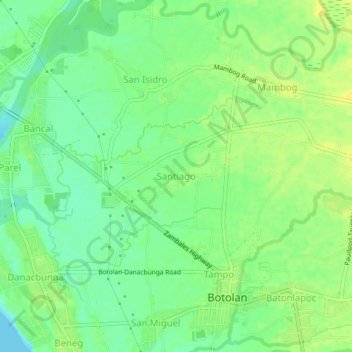 Mappa topografica Santiago, altitudine, rilievo