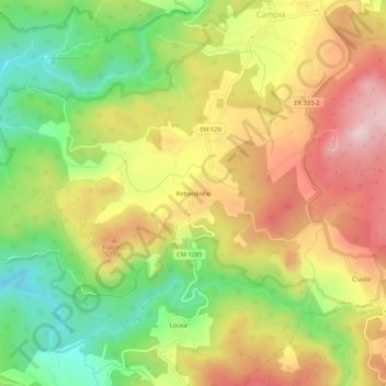 Mappa topografica Rebordinho, altitudine, rilievo