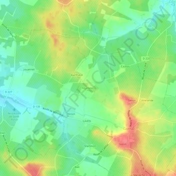 Mappa topografica Fourneau, altitudine, rilievo