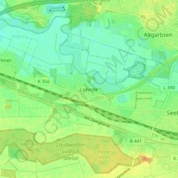 Mappa topografica Lohnde, altitudine, rilievo