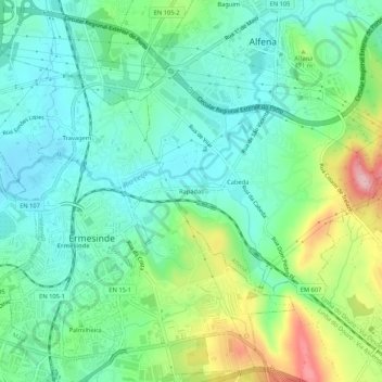 Mappa topografica Rapadas, altitudine, rilievo