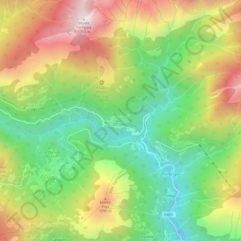 Mappa topografica Orasso, altitudine, rilievo