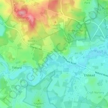 Mappa topografica Charleshill, altitudine, rilievo