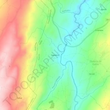 Mappa topografica Sapateira, altitudine, rilievo