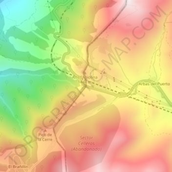 Mappa topografica Puerto de Pajares, altitudine, rilievo