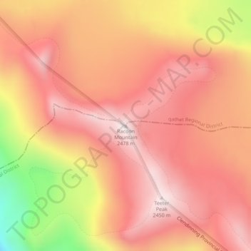 Mappa topografica Racoon Mountain, altitudine, rilievo