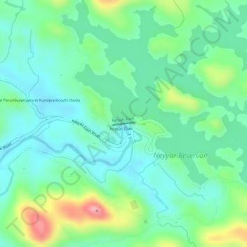 Mappa topografica Neyyar Dam, altitudine, rilievo