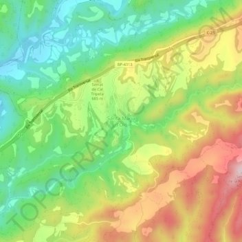 Mappa topografica Santa Maria d'Oló, altitudine, rilievo