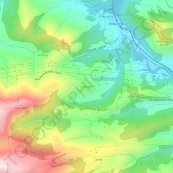 Mappa topografica Labarces, altitudine, rilievo