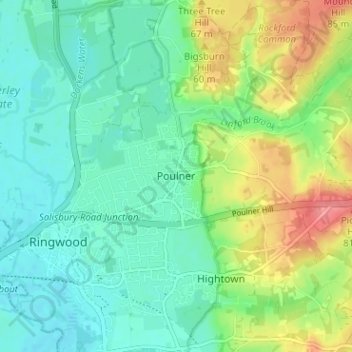 Mappa topografica Poulner, altitudine, rilievo