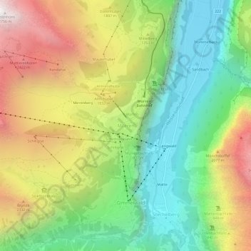 Mappa topografica Mürren, altitudine, rilievo