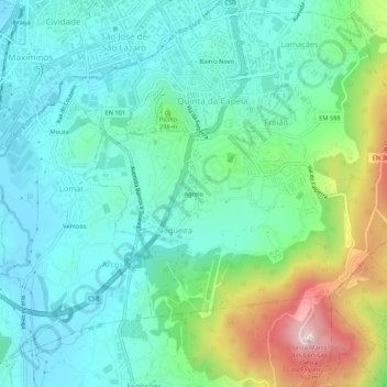 Mappa topografica Agrelo, altitudine, rilievo
