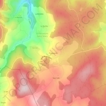Mappa topografica Pompeyrin, altitudine, rilievo