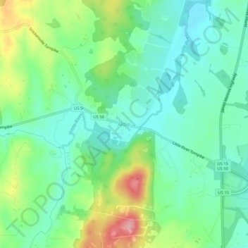 Mappa topografica Aldie, altitudine, rilievo