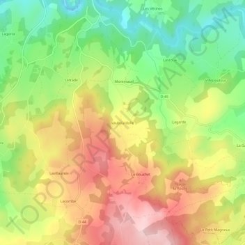 Mappa topografica Vaubourdolle, altitudine, rilievo
