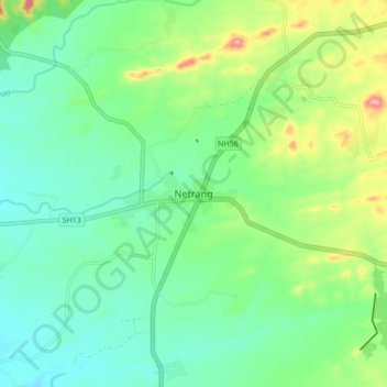 Mappa topografica Netrang, altitudine, rilievo