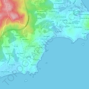 Mappa topografica A Rochela, altitudine, rilievo